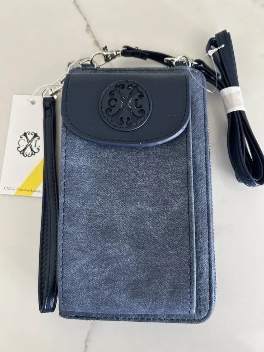 Christian Lacroix Navy Zip Wallet with Card Slots